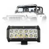 Farol De Milha Aux 12v/24v 12 Leds 6000k Retangulo Offroad