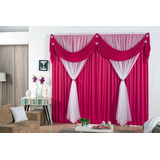 Cortina Jessica 2,00m X 1,70m Para Meninas Com Flor Pink