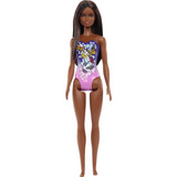 Muñeca Barbie De Playa Con Traje De Baño De Mariposa Morado