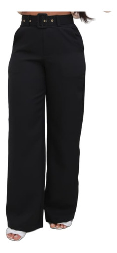 Calça Pantalona Social Alfaiataria Feminina Cintura Alta