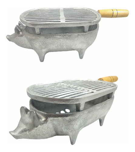 Churrasqueira De Alumínio Fundido Modelo Porquinho + Brinde