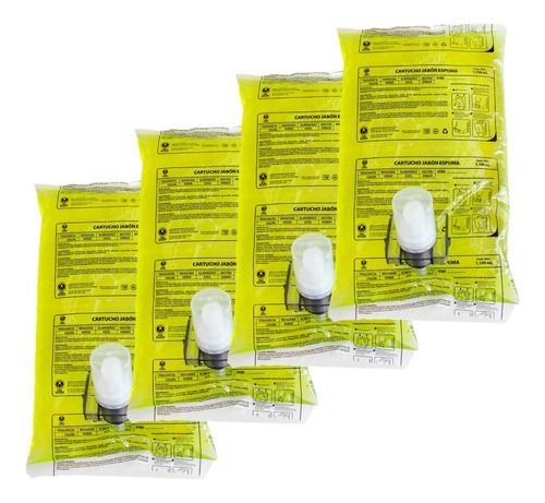 Cartucho Jabon Espuma Antibacterial Para Mano 1.1 L 4 Pack