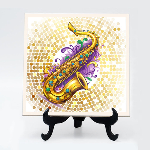 Quadro Azulejo Instrumento Saxofone Sax 24