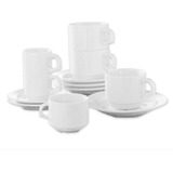 Set De 6 Taza Cafe Con Platillo 100 Cc. Hotel Apilable Imahe