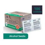 Lenço Umedecido Para Assepsia Álcool Swabs Bd Com 100 Un.