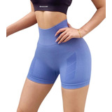 Biker Short Deportivo Tiro Alto Transpirable - Azul