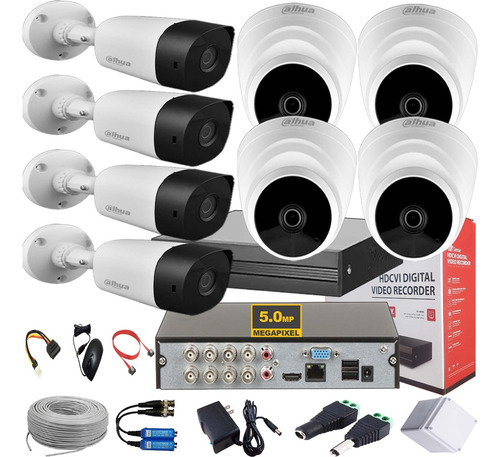 Cámaras Kit 5 Mpx Dahua Dvr 8 Ch 5 Mpx + 8 Cám 5 Mpx