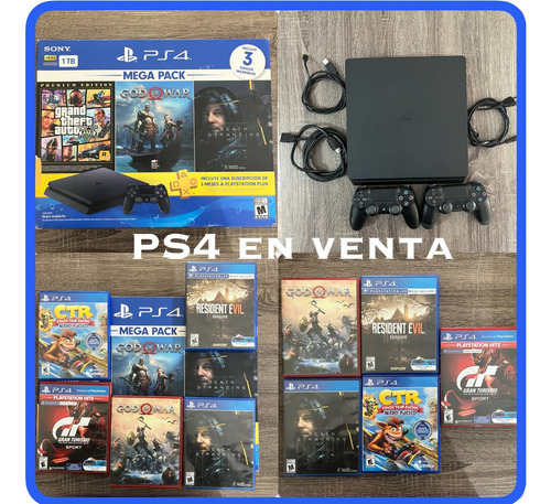 Consola Playstation 4 Sony Slim De 1 Tb, Con 9 Juegos