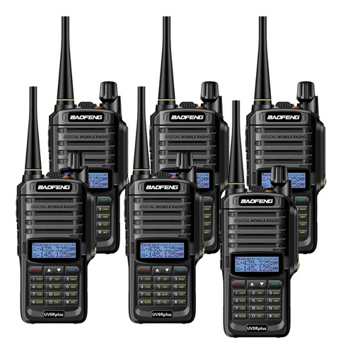 Kit 6 Radio Ht Baofeng Uv9r Plus 10w Walkie Talkie Vhf Uhf 