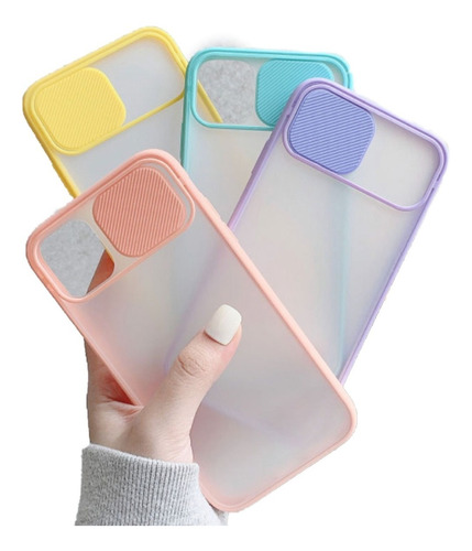 Carcasa Silicona Color Mate Proteccion Camara Para iPhone 12