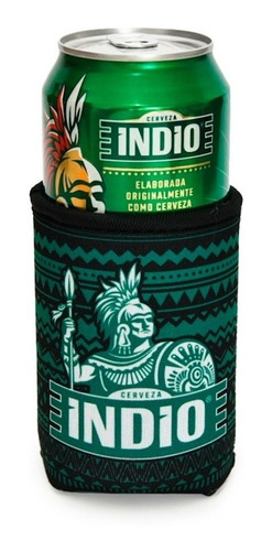 Porta Latas Indio Textura Étnica Verde Y Negro