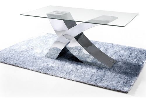 Mesa Vidrio Rectangular  Base X Acero Inoxidable. Outlet!