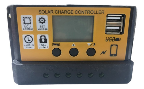 Controlador De Carga Solar 50a Pwm Usb 12v/24v Tela Lcd Usb