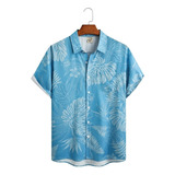 Camisa Hawaiana Unisex Azul Botánico, Camisa De Playa De Ver