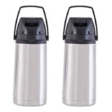 Garrafa Térmica 1,3 L Inox Kit 2 Un Líquidos Quente Frio Cor Prateado