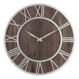 Reloj De Pared Farmhouse De Metal Y Madera Maciza, Silencios