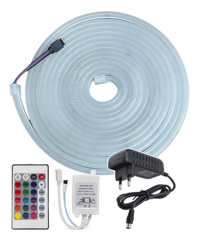 01mt Neon Led Rgb 5050 Corte 5cm 12v + Controle 6a + Fonte 