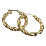 Aros Argollas Oro 18 Kts Italianas Retorcidas 3.5 Grs 20 Mm 