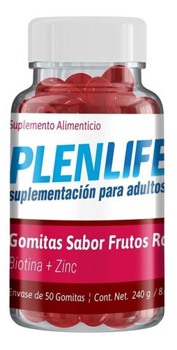 Plenlife Gomitas Biotina 50 Pzs. Plenlife Sabor Frutos Rojos