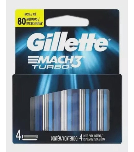 Carga Lâmina Gillette Mach3 Turbo 4 Unidades