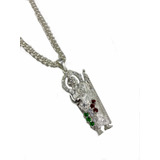 Dije Y Cadena San Judas Manto Verde Plata 925, Hombre, Mujer