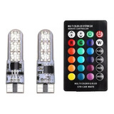 Par Lâmpadas Led T10 Rgb Controle Remoto Carro Moto Smart