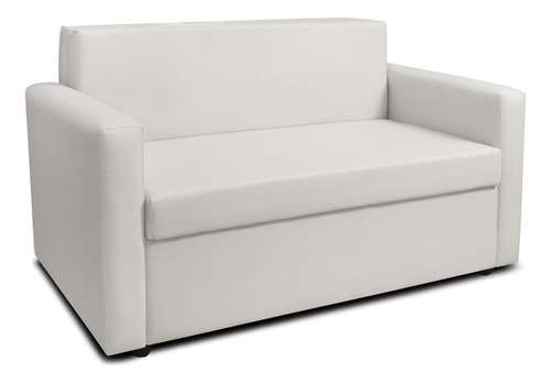 Sofa Cama Ian 2 Cuerpos Ecocuero Color Blanco Diseño De La Tela Eco Cuero