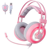 Headset Sades G70 Gamer Usb 7.1 Para Pc Notebook Cor Rosa