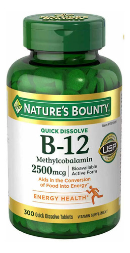 Vitamina B12 2500mcg (300 Tabletas) Natures Bounty Hecho Usa