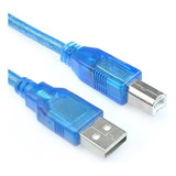 50 X Cabo Usb Padrão A/b 30 Cm Azul Para Arduino Uno Mega