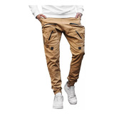 Hombre Cargo Bolsillo Pantalones Streetwear Joggers Hip