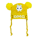 Touca De Lã Gorro Infantil Ursinho Menina Com Pom Pom Frio