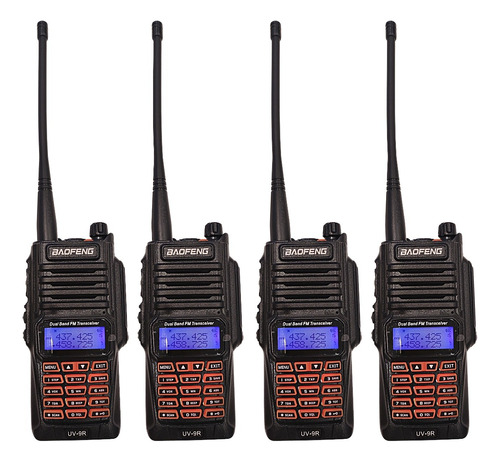 Kit 4 Radio Comunicador Walk Talk Baofeng Uv9r Long Alcance