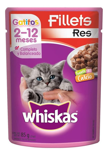 Caja De Sobres Whiskas Gato Filetes Res (8 Pzas)