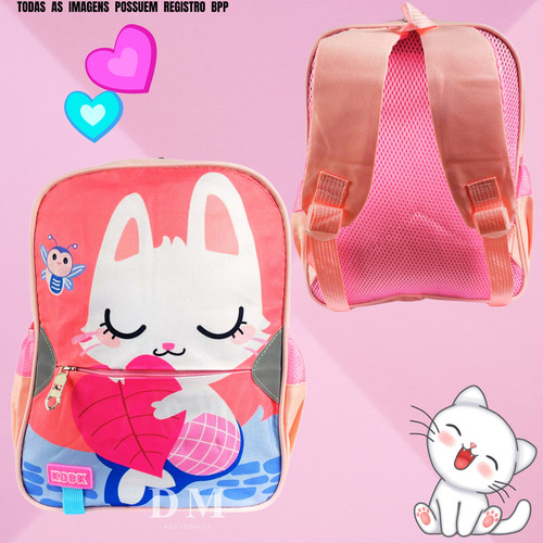 Mochila Costas Escolar Infantil Menino Dinossauro Creche Cor Rosa Claro Gatinha