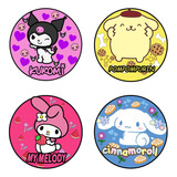 Set 4 Sticker Sanrio Nuevo 6 X 6 Cm Kuromi Melody Pompompuri