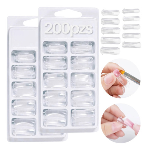 200pz Molde Tips Para Uñas Polygel Acrílico Extensión 