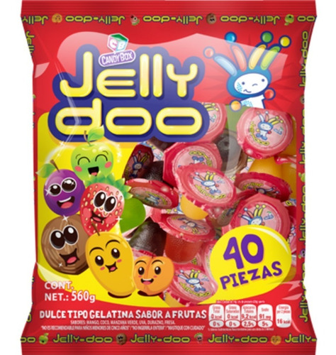 Jelly Doo Sabor A Frutas Gelatina Surtida Bolsa De 40 Piezas