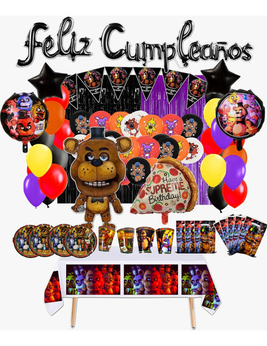 Fiesta Five Nights At Freddys Globos 20 Vasos Platos Dulcero