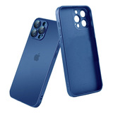 Capinha Azul Para iPhone 13, 13 Pro Max Em Vidro Premium