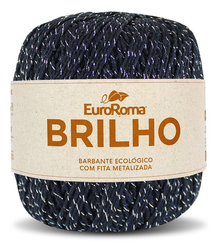 Barbante Brilho Prata 400g N°6 4/6 Fios 406m Euroroma Cor Preto