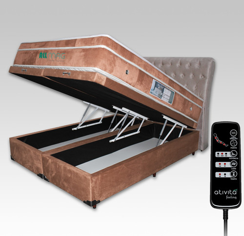 Cama Box Baú King C/ Massageador Magnético Box Baú Reforçado