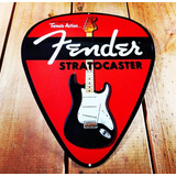 Cartel Chapa Guitarra Fender Forma De Pua Apto Exterior 