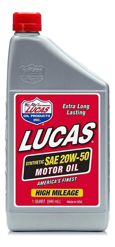 Aceite Motor Sintetico 4 Tiempos Lucas Oil Sae 20w-50