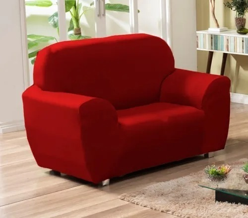 Capa De Sofa Avulsa 1 Lugar Em Malha Lisa Coladinha Cor Vermelho