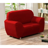 Capa De Sofa Avulsa 1 Lugar Em Malha Lisa Coladinha Cor Vermelho