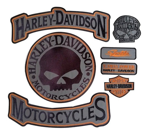Harley Davidson Juego Bordado Por 7 Unidades Reflectivos