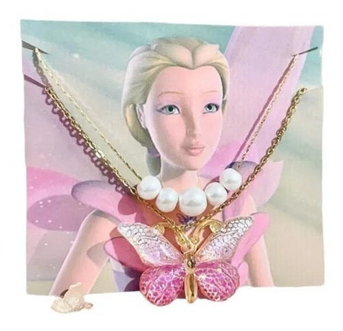 Collar Barbie Fairytopia De Mariposa Collar Doble Con Perlas