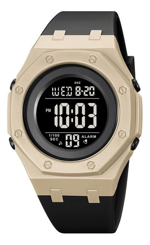 Reloj Feraud Hombre Caucho Negro Dorado Digital F8846bkd