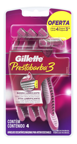 Barbeador Gillette Prestobarba3 Ultragrip3 4 Un